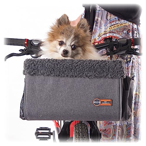 K&H Pet Products Universal-Fahrrad-Tragetasche für Reisen, Katzen- und Hunde-Fahrradkörbe, klassisches Grau, klein, 22,9 x 32,5 x 20,3 cm von K&H Pet Products