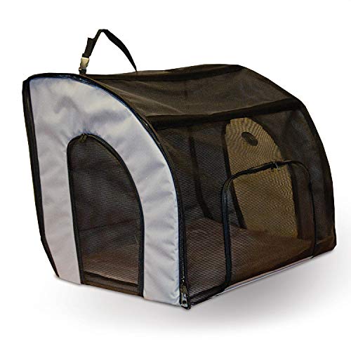 K&H PET PRODUCTS Reisetasche für Haustiere, Hundebox für Auto, Grau/Schwarz, Größe M, 61 x 48 x 43 cm von K&H PET PRODUCTS