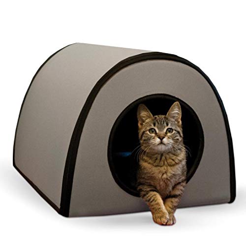 K&H PET PRODUCTS Thermo Mod Kitty Shelter Katzenhaus für den Außenbereich, 53,3 x 35,6 x 33 cm, Grau von K&H