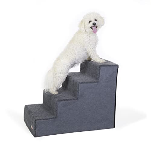 K&H Pet Products Pet Steps zusammenklappbare Hundetreppe für hohe Betten, klassisches Grau/Grau, 4 Stufen von K&H