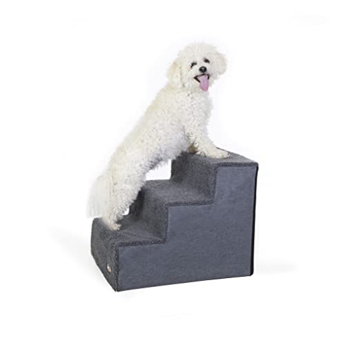 K&H Pet Products Pet Steps zusammenklappbare Hundetreppe für hohe Betten, klassisches Grau/Grau, 3 Stufen von K&H