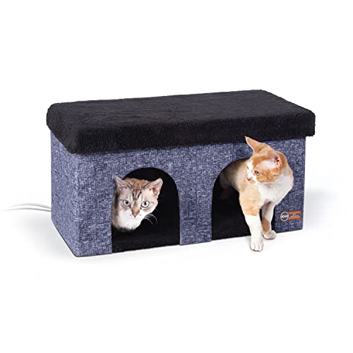 K&H Pet Products Thermo-Kitty Duplex Indoor Heated Cat House Classy Navy 12 X 24 X 12 von K&H