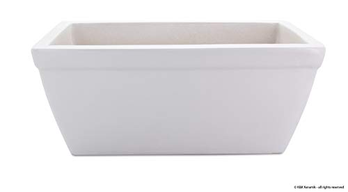 Balkonkasten, 38x20x18 cm, weiß-matt, frostsicher aus Steinzeug-Keramik (hochwertiger als Steingut von K&K Keramik