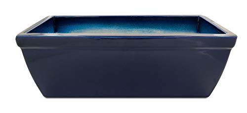 Balkonkasten, 58x20x18 cm, blau, frostsicher aus Steinzeug-Keramik (hochwertiger als Steingut) von K&K Keramik