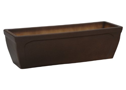 K&K Keramik Balkonkasten Blumenkasten Pflanzbox 58x20x18 cm aus robuster, witterungsbeständiger, frostfester Steinzeug Keramik (braun-matt) von K&K Keramik