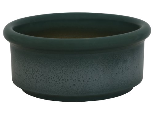 K&K Keramik Bonsaischale rund 3 Liter Pflanzschale Halle, 25x11 cm robust, dickwandig, frostfest aus Steinzeug-Keramik (grün-geflammt) von K&K Keramik