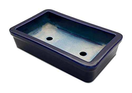 K&K Keramik Orginal Bonsaischale viereckig 29x18x7 frostsicher blau von K&K Keramik