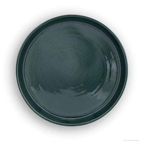 K&K Keramik Unterschale/Untersetzer rund witterungsbeständig Außen Ø26 cm, Innen Ø22 cm robust, dickwandig für Blumentopf Pflanzkübel Vogeltränke Farbe: grün von K&K Keramik