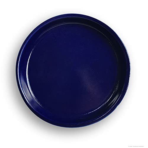K&K Keramik Unterschale/Untersetzer rund witterungsbeständig Außen Ø32 cm, Innen Ø27,5 cm robust, dickwandig für Blumentopf Pflanzkübel Vogeltränke Farbe: blau von K&K Keramik