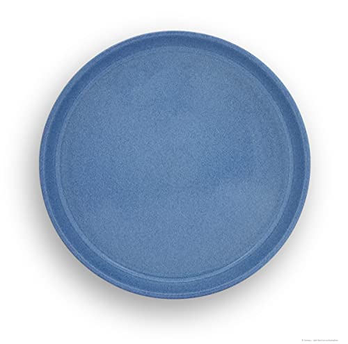 K&K Keramik Unterschale/Untersetzer rund witterungsbeständig Außen Ø19 cm, Innen Ø16 cm robust, dickwandig für Blumentopf Pflanzkübel Vogeltränke Farbe: blau-geflammt (hellblau) von K&K Keramik