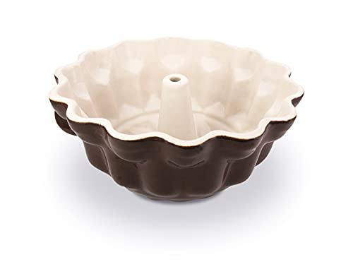 Rührkuchen Backform Ø 23.0 cm (Gugelhupf), braun/creme, aus Steinzeug von K&K Keramik