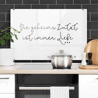 Glas Spritzschutz Herd Küchenrückwand Weiß Schwarz Schriftzug Geheime Zutat 60x40cm - weiß von K&L WALL ART