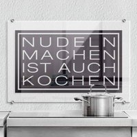 Glas Spritzschutz Herd Küchenrückwand lustiger Spruch Nudeln Kochen 100x70cm - schwarz von K&L WALL ART