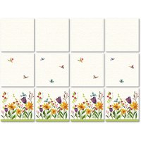 K&L Wall Art Fliesenaufkleber »Blumenwiese mit Vögeln«, selbstklebend von K&L WALL ART