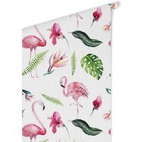 K&L Wall Art Vliestapete »Kinder Vliestapete«, Blumen Flamingo Vogel Pink, mehrfarbig, matt - bunt von K&L WALL ART