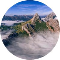 K&L Wall Art Vliestapete »Runde Vliestapete«, Cuadrado Nebel Gebirge Natur, mehrfarbig, matt - bunt von K&L WALL ART