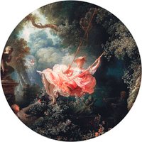 K&L Wall Art Vliestapete »Runde Vliestapete«, Fragonard Kunstdruck Die Schaukel, mehrfarbig, matt - bunt von K&L WALL ART