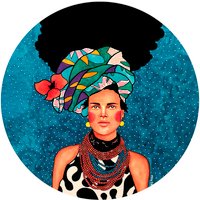 K&L Wall Art Vliestapete »Runde Vliestapete«, Hülya Frauen Portrait bunte, mehrfarbig, matt von K&L WALL ART
