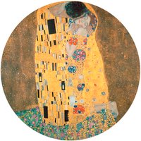 K&L Wall Art Vliestapete »Runde Vliestapete«, Klimt Kunst Der Kuss Gemälde Gold, mehrfarbig, matt - bunt von K&L WALL ART