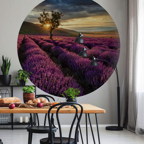 K&L Wall Art Vliestapete »Runde Vliestapete«, Lavendel Acker lila Landschaft, mehrfarbig, matt - bunt von K&L WALL ART