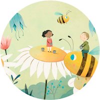 K&L Wall Art Vliestapete »Runde Vliestapete«, Loske Honig Bienen Freunde Kinder, mehrfarbig, matt - bunt von K&L WALL ART