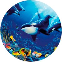 K&L Wall Art Vliestapete »Runde Vliestapete«, Orcas Ozean Orkas Kinderzimmer, mehrfarbig, matt - bunt von K&L WALL ART