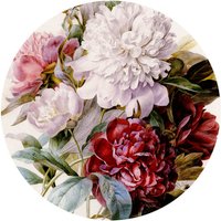 K&L Wall Art Vliestapete »Runde Vliestapete«, Redoute Rosen Pfingstrosen, mehrfarbig, matt - bunt von K&L WALL ART