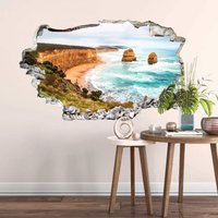 K&l Wall Art - 3D Wandtattoo Wohnzimmer Australien Klippen Küste Wandsticker Cliff Rocks Mauerdurchbruch selbstklebend 100x61cm - bunt von K&L WALL ART