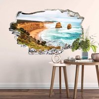 K&l Wall Art - 3D Wandtattoo Wohnzimmer Australien Klippen Küste Wandsticker Cliff Rocks Mauerdurchbruch selbstklebend 60x36cm - bunt von K&L WALL ART