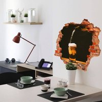 3D Wandtattoo Wohnzimmer Küche Feierabend Bier Glas Wandsticker Draft Beer Mauerdurchbruch selbstklebend 40x38cm - orange von K&L WALL ART