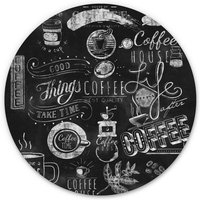 K&l Wall Art - Alu-Dibond-Poster Rund Metalloptik Wandbild Kaffee Kreide Tafel Vintage Deko Küche Coffee Time ø 30cm - schwarz von K&L WALL ART