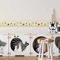 K&l Wall Art - Bordüre Kunstdruck Leffler Kinderzimmer Küche Baby Kinderwagen bunt selbstklebende Deko Zierleiste 1x 120x10cm - bunt von K&L WALL ART