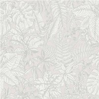 Vliestapete Floral Landhaus Dschungeltapete Grau Weiß Botanische Pflanzen Tapete 10,05x0,53m - Grau von K&L WALL ART
