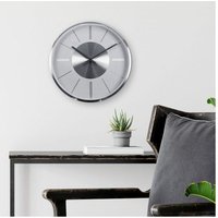 Lautlose Silber Optik luxus Wanduhr moderne Aluminium Uhr 30cm ø mit Quartz Uhrwerk - Silber von K&L WALL ART