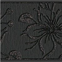 Selbstklebende Bordüre 3D Blumen glitzer Klebefolie Wohnzimmer Tapete Versace Wallpaper Schwarz 5m x 0,13m - Schwarz von K&L WALL ART