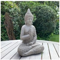 K&l Wall Art - Lao Buddha Garten Figur Fensterbank Feng Shui Deko Balkon Steinfigur Wohnzimmer Statue 33cm Beton Grau - Grau von K&L WALL ART