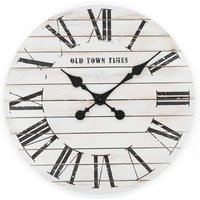 Lautlose Vintage Wanduhr Landhaus Holzuhr langlebiges Uhrwerk Shabby Chic Uhr 45cm weiß - Weiß von K&L WALL ART