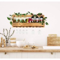 Palettenmöbel Gewürzregal Weinregal Küche Weinglas Holzregal Vintage Palettenschrank rustikal massivholz geflammt 90x35cm - Braun von K&L WALL ART