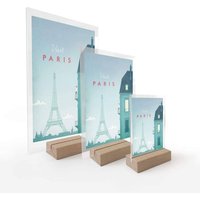 K&l Wall Art - Tischaufsteller Glas Deko Vintage Paris Retro Eiffelturm Rivers 20x30cm Fensterbank Tischdeko - blau von K&L WALL ART