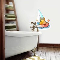 K&l Wall Art - Wandtattoo Hagenmeyer Lebensfreude Badezimmer Katze auf Reisen Segelboot Deko Wandbild selbstklebend 20x26cm - bunt von K&L WALL ART