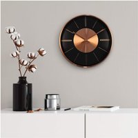 Lautlose Kupfer Optik luxus Wanduhr moderne Aluminium Uhr 30cm ø mit Quartz Uhrwerk - Braun von K&L WALL ART