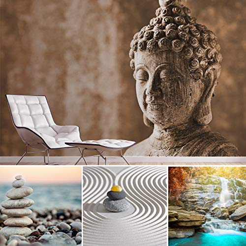 Buddha Tapete Meditation Fototapete 3D Effekt Feng Shui Wandbild XXL Yoga Tapeten Set 350m x 255m von K&L Wall Art