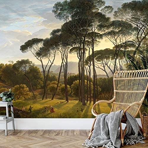 Fototapete Voogd Italienische Landschaft mit Schirmkiefern Tapete Vliestapete Kunstdruck Natur Bäume Ölgemälde Ölbild 288x260cm von K&L Wall Art