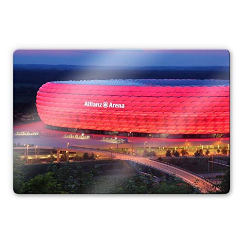 K&L Wall Art Fußball Glasbild FC Bayern Allianz Arena Wandbild München Bundesliga Sport Mannschaft + Wandhalterung 100x70cm von K&L Wall Art