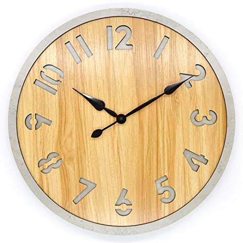 K&L Wall Art Große Vintage Wanduhr XXL MDF Holz Betonoptik Wanduhren ohne Tickgeräusche lautlos Holzoptik Retro Gross (Beton Optik 50cm) von K&L Wall Art