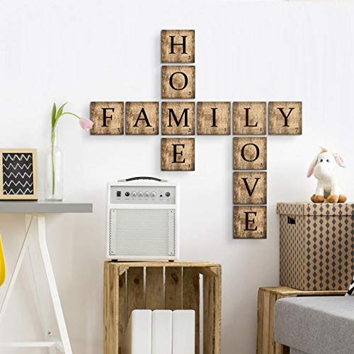 K&L Wall Art 12-er Set Family/Home/Love Holzbuchstaben Buchstabe 10cm Buchstabensteine Individuelle Holz Deko Buchstaben 3D Schriftzug 12 Dekobuchstaben (90 x 90cm LOVEHOMEFAMILY) von K&L Wall Art