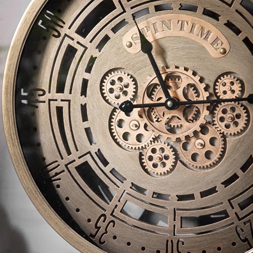 K&L Wall Art 46cm große Zahnrad Wanduhr industrielle Wohnzimmeruhr XXL Vintage Metalluhr bewegliche Zahnräder (Spin TIME Rostoptik) von K&L Wall Art