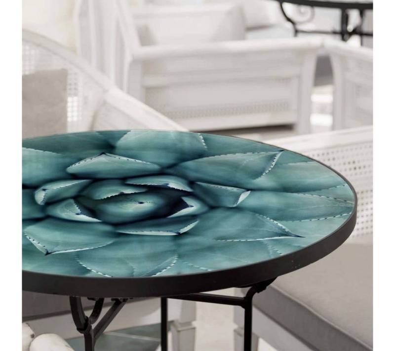 K&L Wall Art Esstischplatte Glas Tischplatte Sukkulente Beistelltisch Kaktus Floral Glastisch von K&L Wall Art