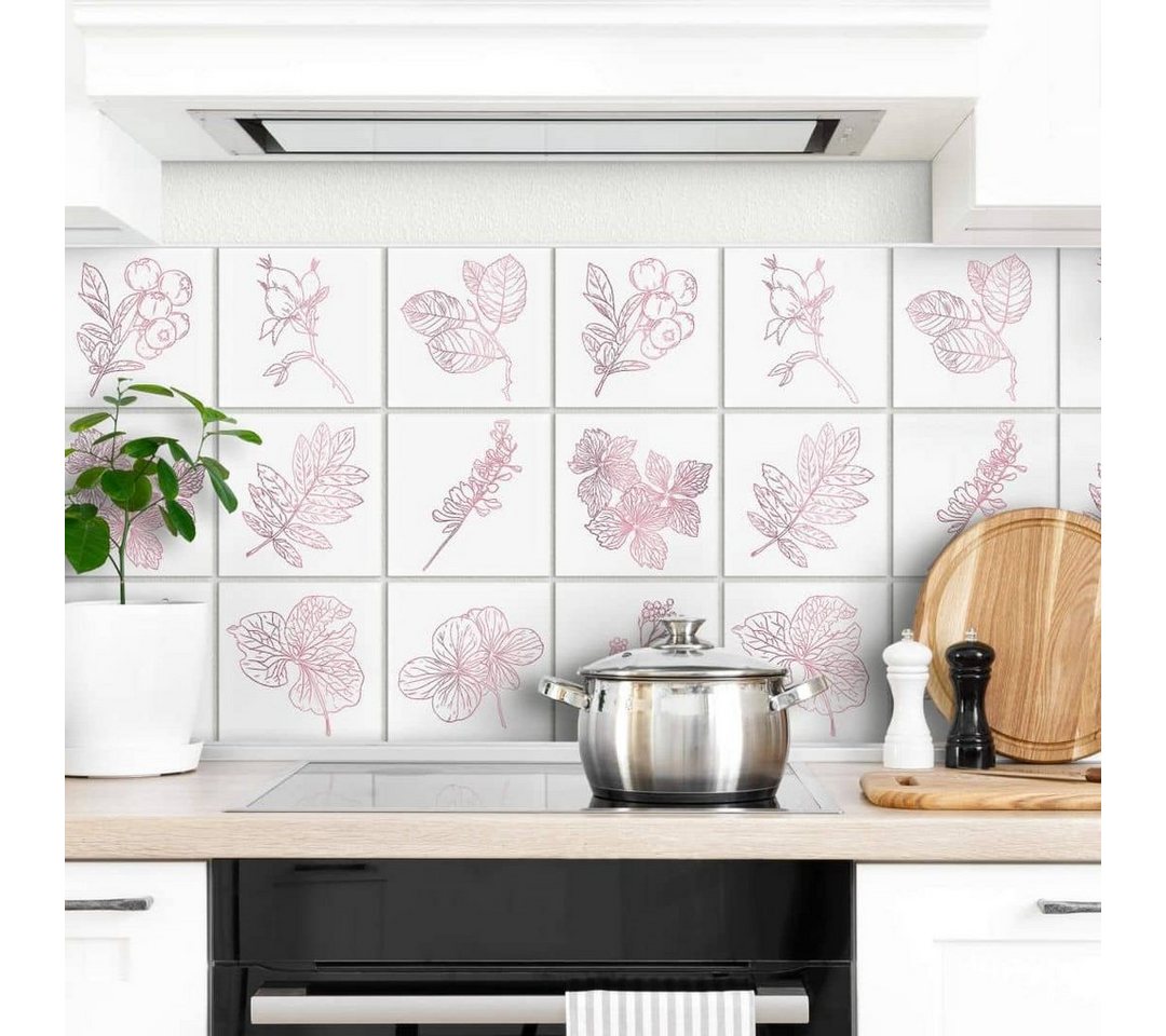 K&L Wall Art Fliesenaufkleber selbstklebend Klebefliese 12er Set Küche Botanik Herbst Deko von K&L Wall Art