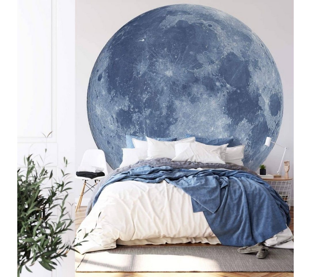 K&L Wall Art Fototapete Fototapete Mond Planet Vollmond Kinder Vliestapete Rund Tapete, Moon Tapete von K&L Wall Art